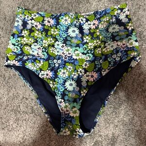 Aerie Navy Floral Bikini Bottoms